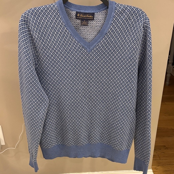 Brooks Brothers Sweaters - Brooks Brothers Supima Cotton Cashmere V-Neck Blue Diamond Sweater